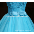 2017 vestido azul vestido de novia de longitud de piso atado decoración de diamante nuevo vestido de boda de estilo al por mayor